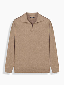 Trener Düğmesiz Polo Yaka Triko Sweatshirt