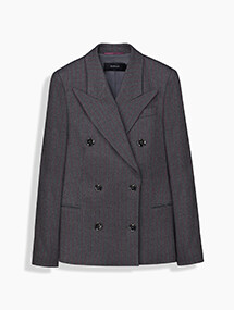 Galuir Çizgili Kruvaze Koyu Gri Ceket