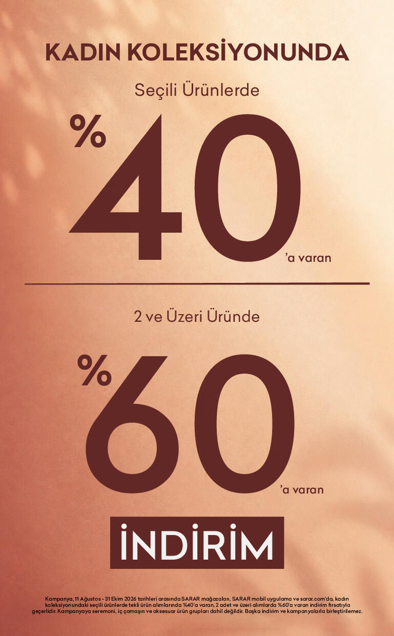 Seçili Ürünlerde Sepette Tekli Alımlarda %40, İkili Alımlarda %60 İndirim