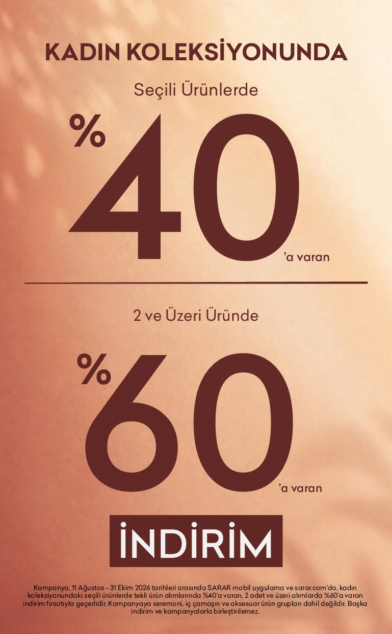 Seçili Ürünlerde Sepette Tekli Alımlarda %40, İkili Alımlarda %60 İndirim