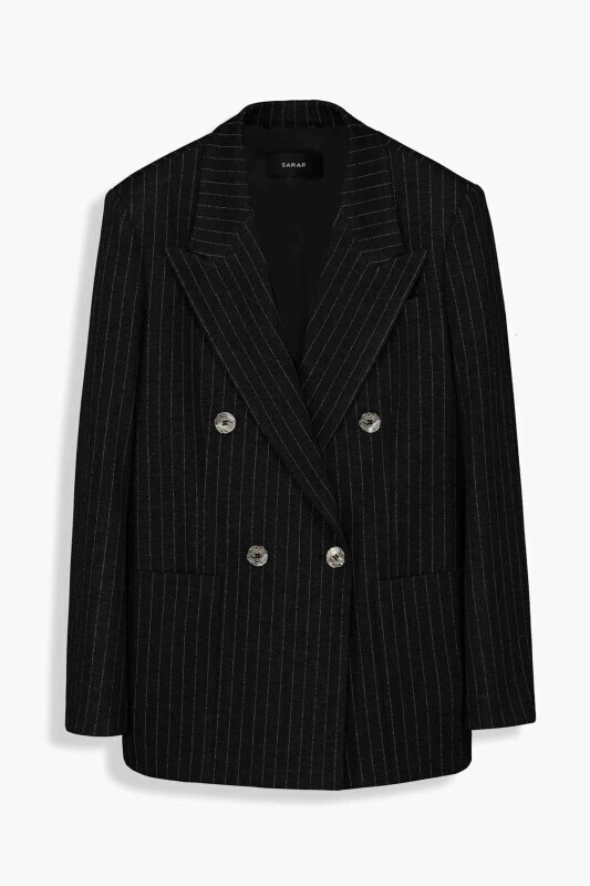 Stell Çizgili Siyah Ceket, Stell Çizgili Siyah Pantolon Kombini