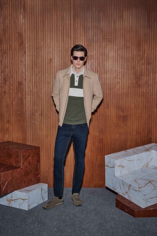 Polo Yaka Haki Sweatshirt, Lityum Lacivert Kot Pantolon Kombini