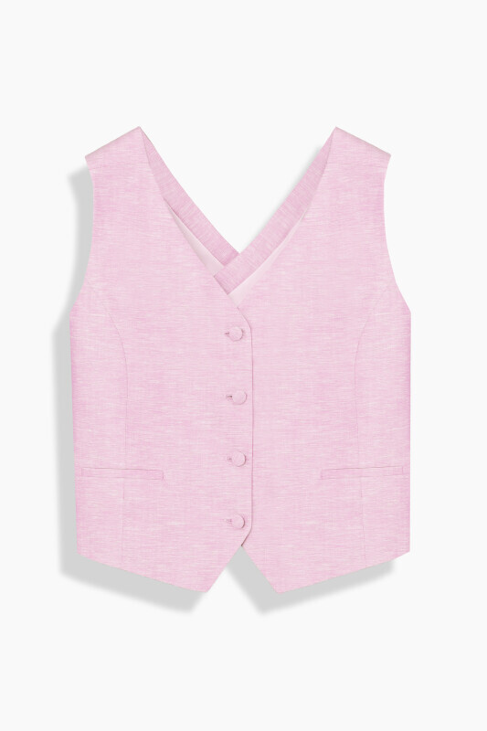 Albara Kadın Pembe Yelek, Galuir Çizgili Pembe Pantolon Kombini