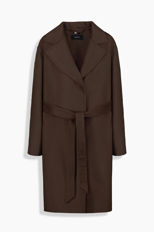 Vego Bej Ceket, Vego Taş Rengi Pantolon, Lartea Regular Fit Kahverengi Palto ve Rubisa İpek Twill Bej Eşarp Kombini - 3