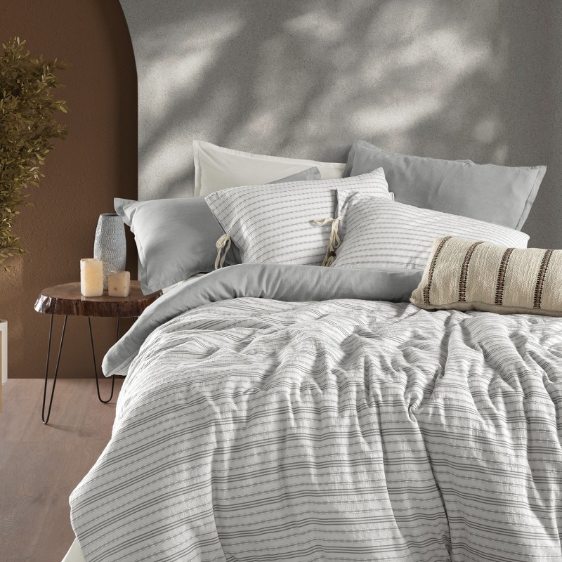 Abra Çift Kişilik Nevresim Takımı Gri - SAREV