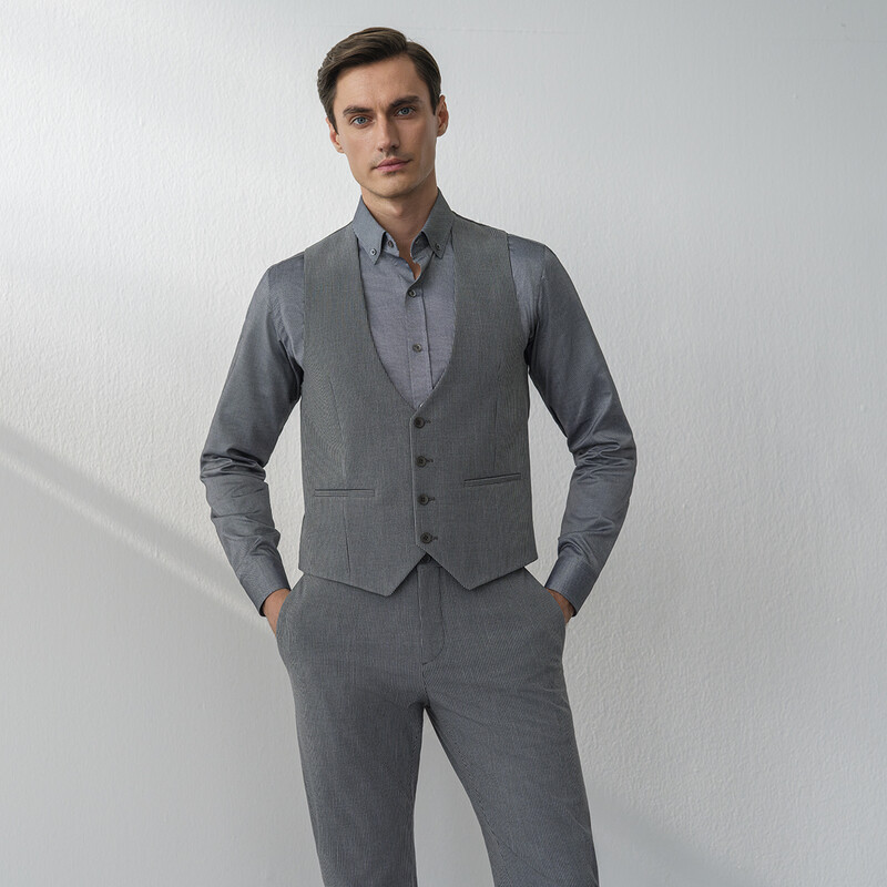 Addy Çizgili Gri Yelek - INTERVIEW