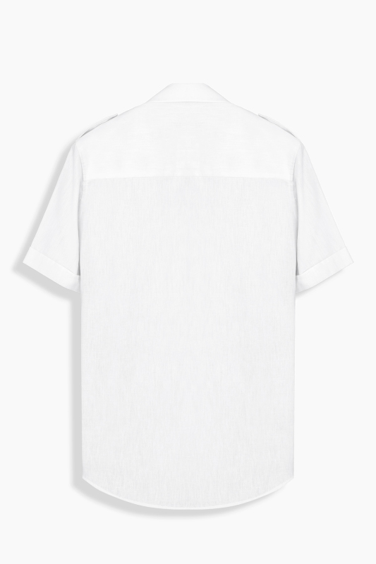 Adeline Kısa Kol Keten Beyaz Gömlek - SARAR WOMAN