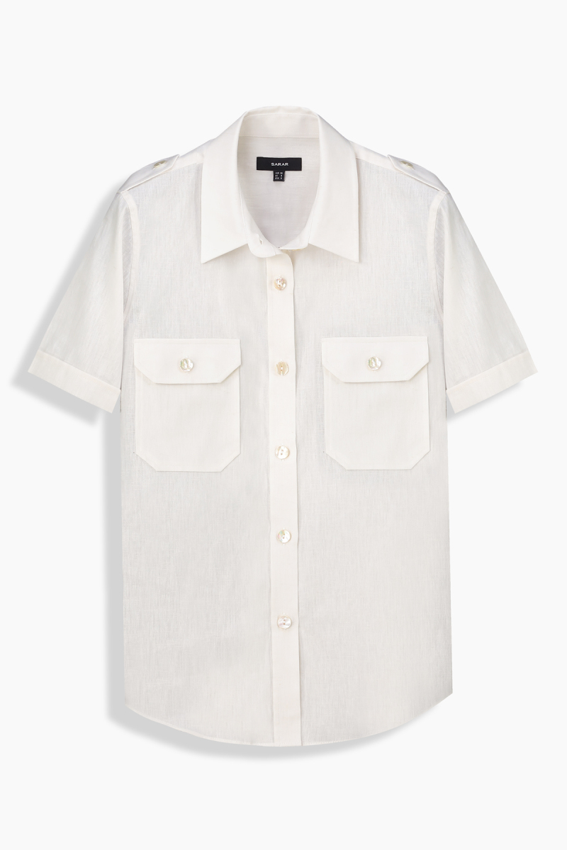 Adeline Kısa Kol Ekru Gömlek - 1