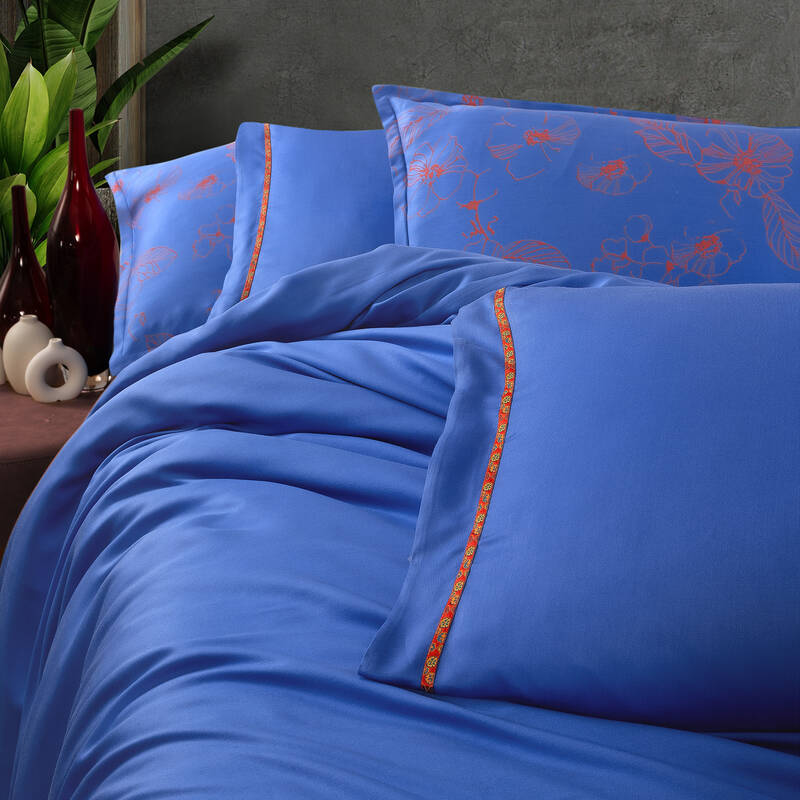 Adı Mavi Tencel Nevresim Takımı Çift Kişilik - 3