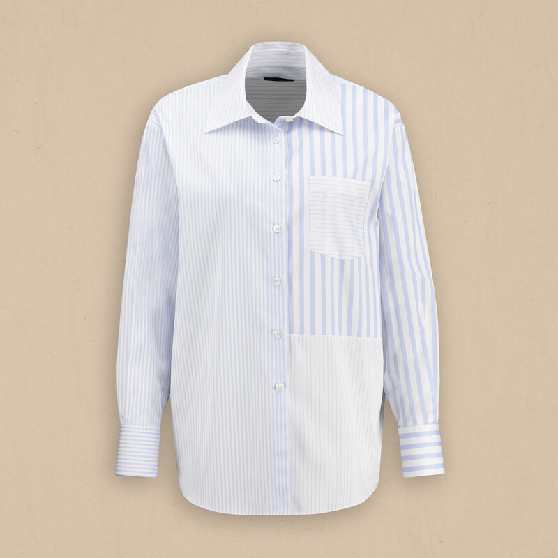 Aisha Çizgili Mavi Gömlek - SARAR WOMAN