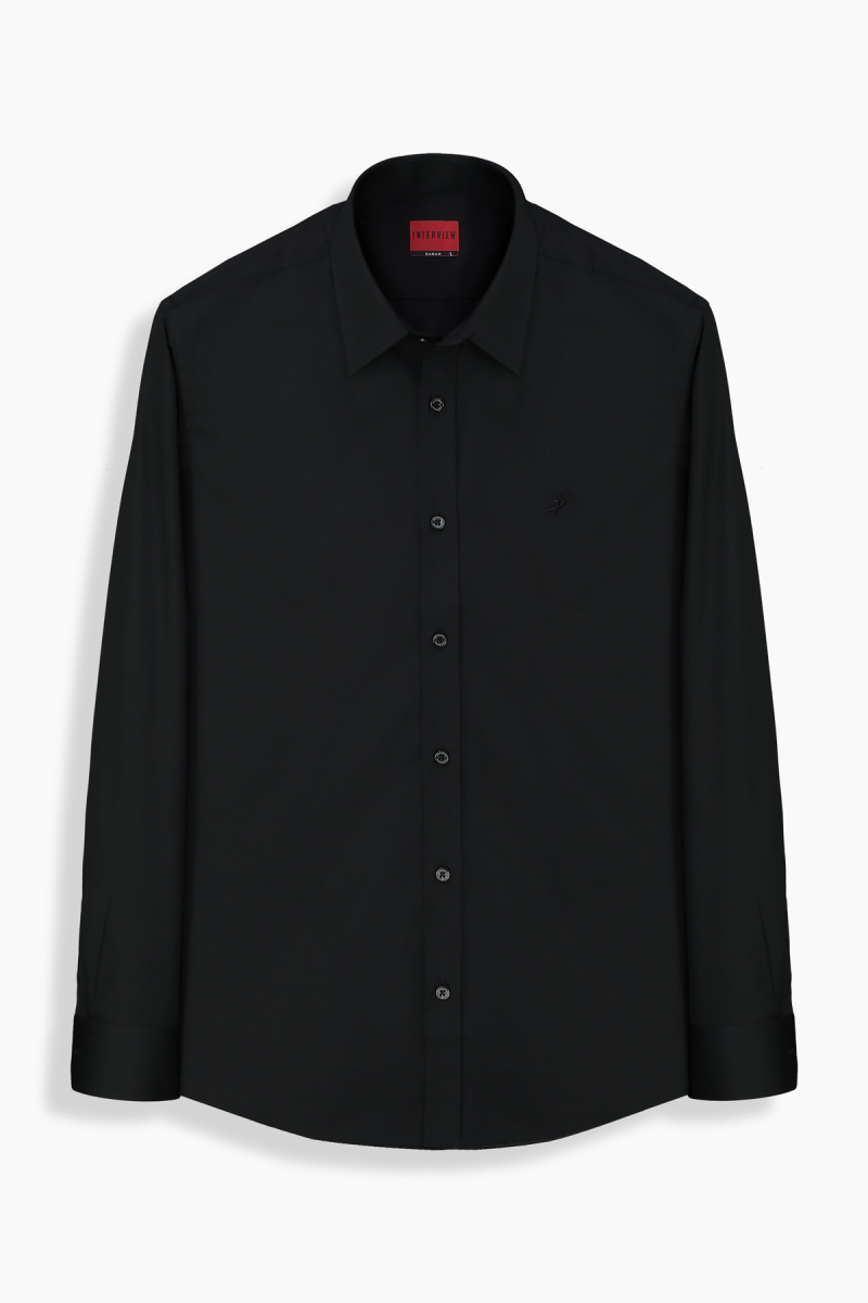 Almeida Uzun Kol Fitted Siyah Gömlek - 1