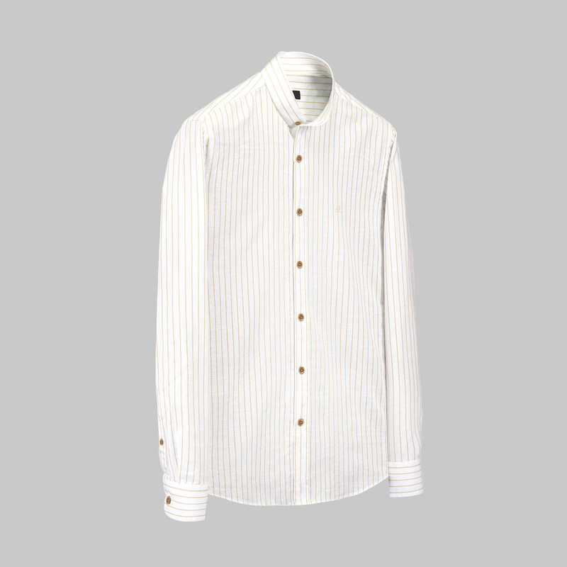 Aln Çizgili Kahverengi Slim Gömlek - SARAR