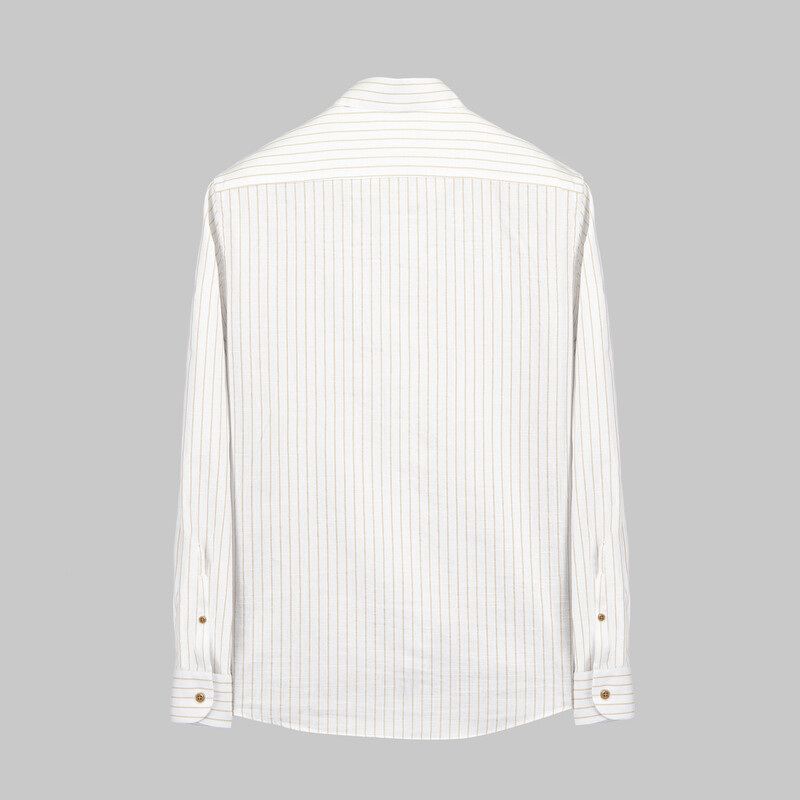 Aln Çizgili Kahverengi Slim Gömlek - SARAR