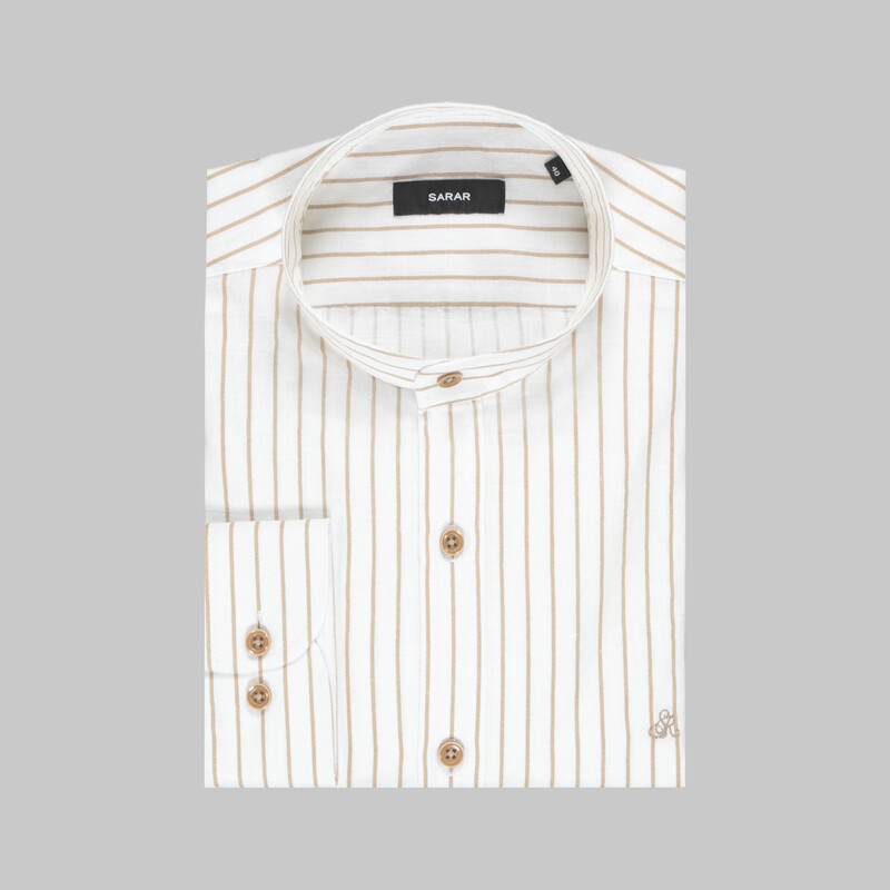 Aln Çizgili Kahverengi Slim Gömlek - SARAR