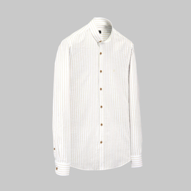 Aln Çizgili Kahverengi Slim Gömlek - 2