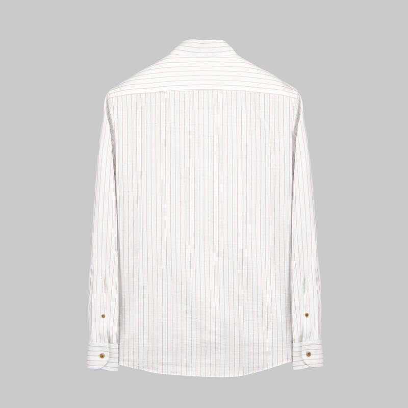 Aln Çizgili Kahverengi Slim Gömlek - 3