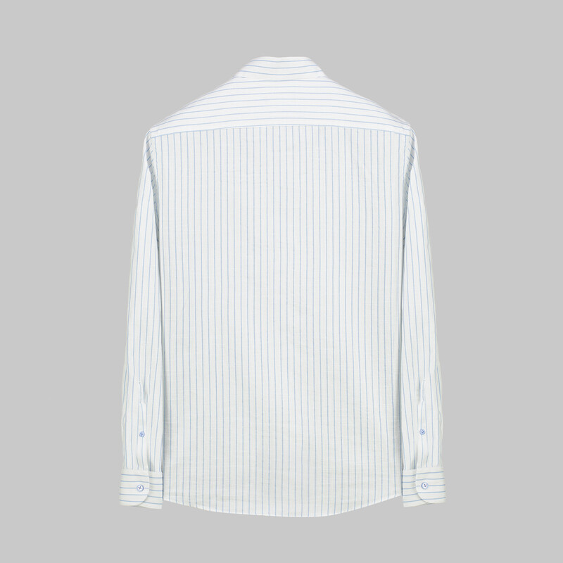 Aln Çizgili Mavi Slim Gömlek - SARAR