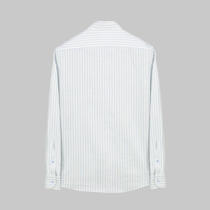 Aln Çizgili Mavi Slim Gömlek - 2