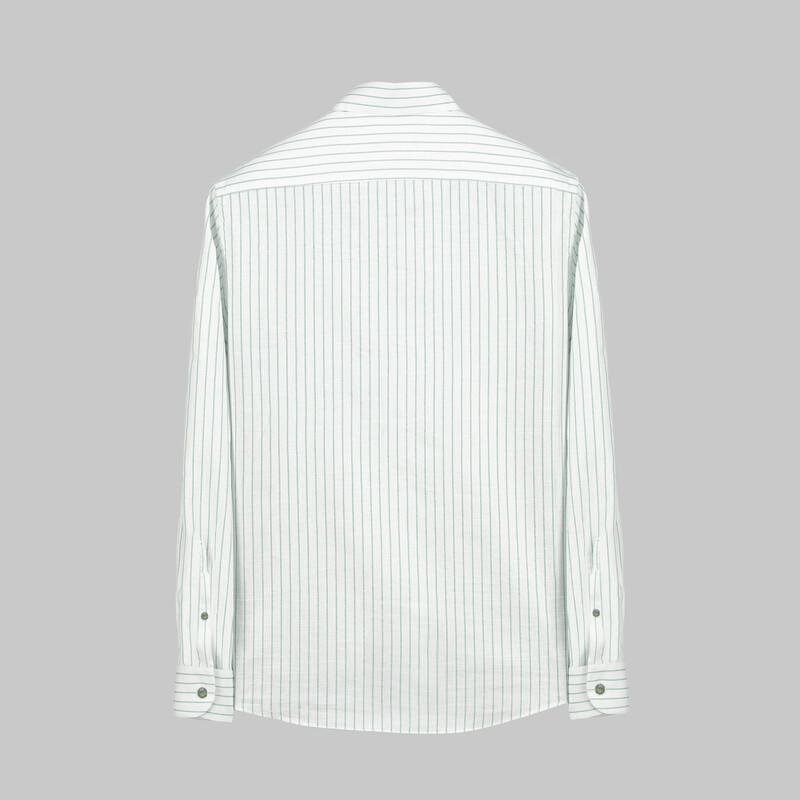 Aln Çizgili Yeşil Slim Gömlek - SARAR
