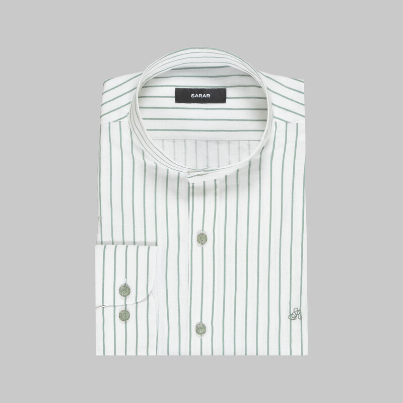 Aln Çizgili Yeşil Slim Gömlek - SARAR