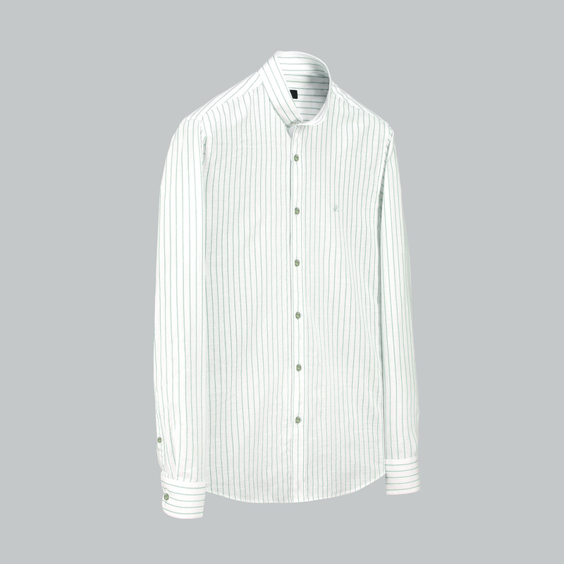 Aln Çizgili Yeşil Slim Gömlek 