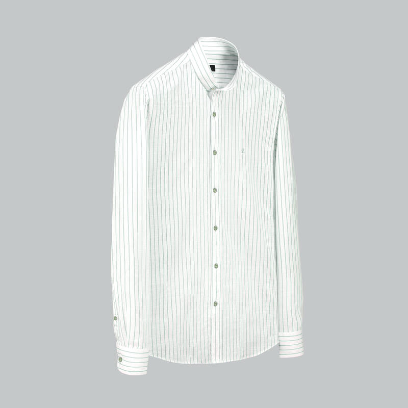Aln Çizgili Yeşil Slim Gömlek - 1