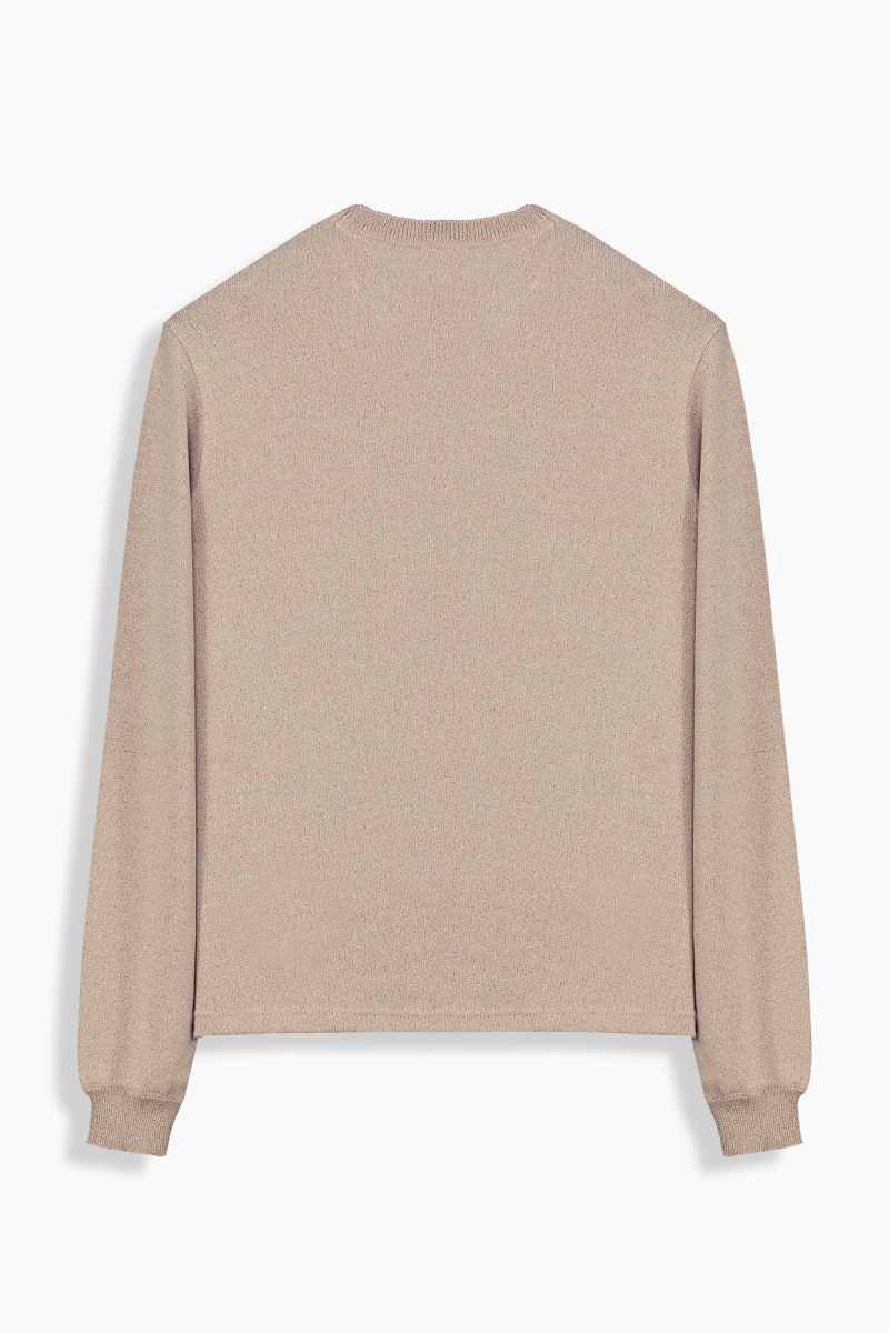 Alsua Bisiklet Yaka Simli Bej Triko - 2