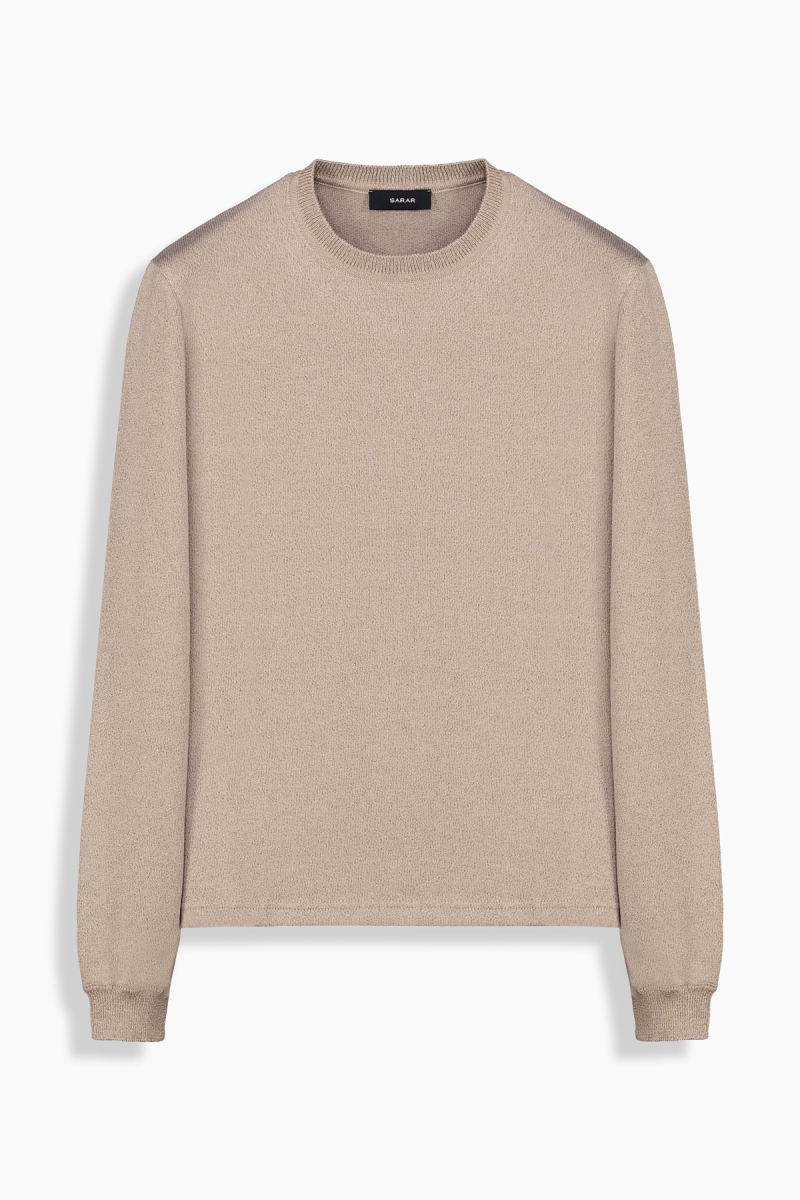 Alsua Bisiklet Yaka Simli Bej Triko - 1