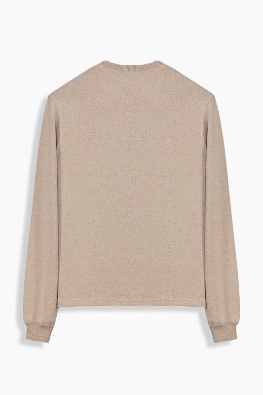 Alsua Bisiklet Yaka Simli Bej Triko - SARAR WOMAN