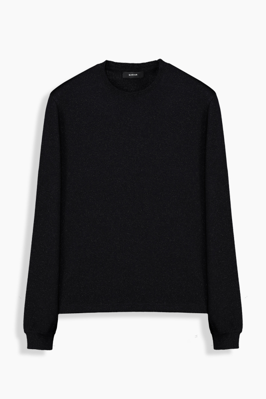 Alsua Bisiklet Yaka Simli Siyah Triko - SARAR WOMAN