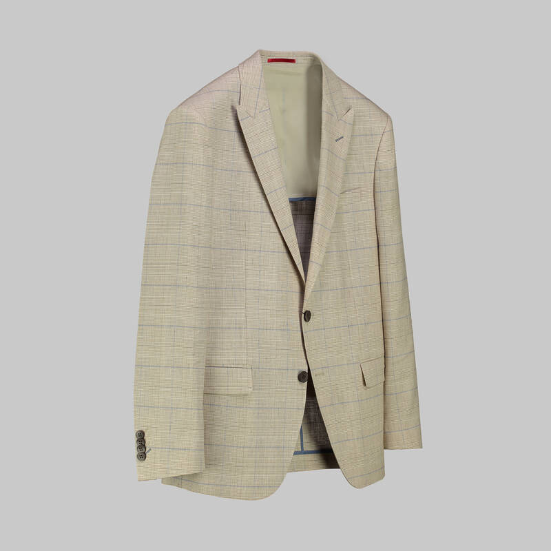 Amara Slim Fit Kareli Bej Ceket - 2