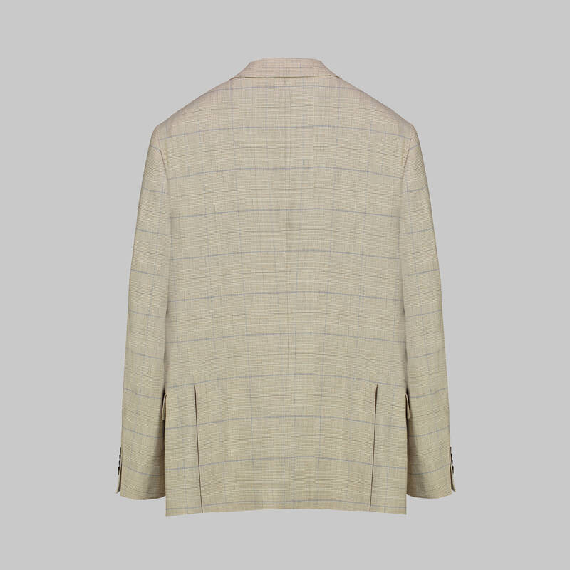 Amara Slim Fit Kareli Bej Ceket - 3