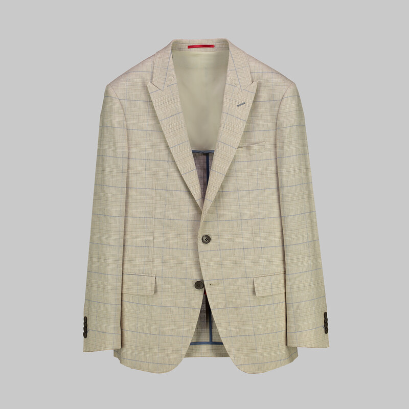 Amara Slim Fit Kareli Bej Ceket 