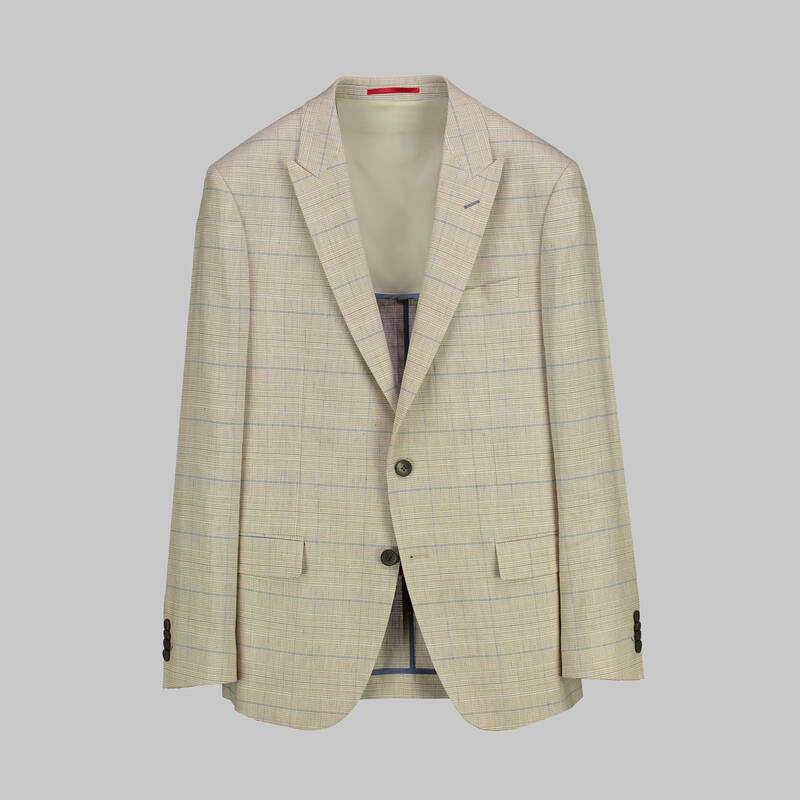 Amara Slim Fit Kareli Bej Ceket - 1