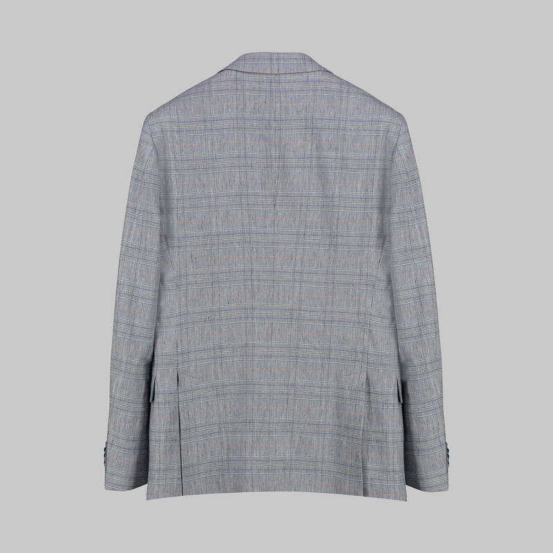 Amara Slim Fit Kareli Mavi Ceket - 3