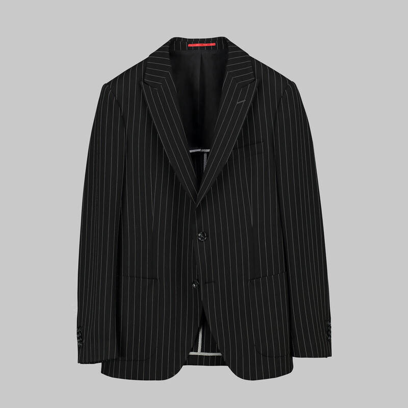 Amara Slim Fit Çizgili Siyah Ceket - 4
