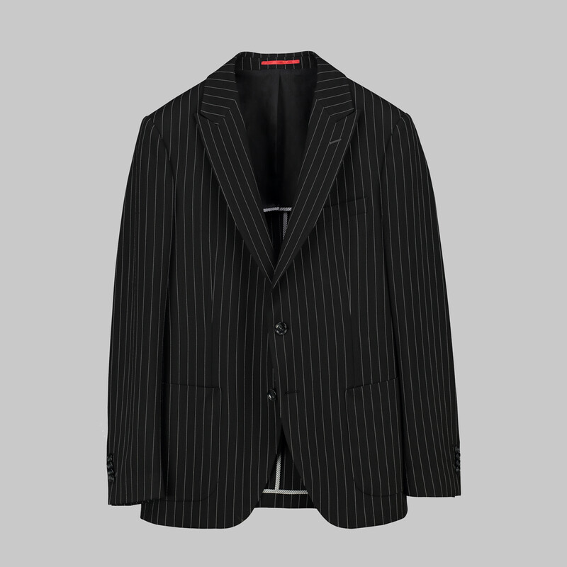 Amara Slim Fit Çizgili Siyah Ceket 