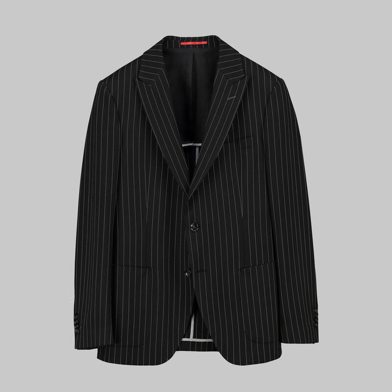 Amara Slim Fit Çizgili Siyah Ceket - 1