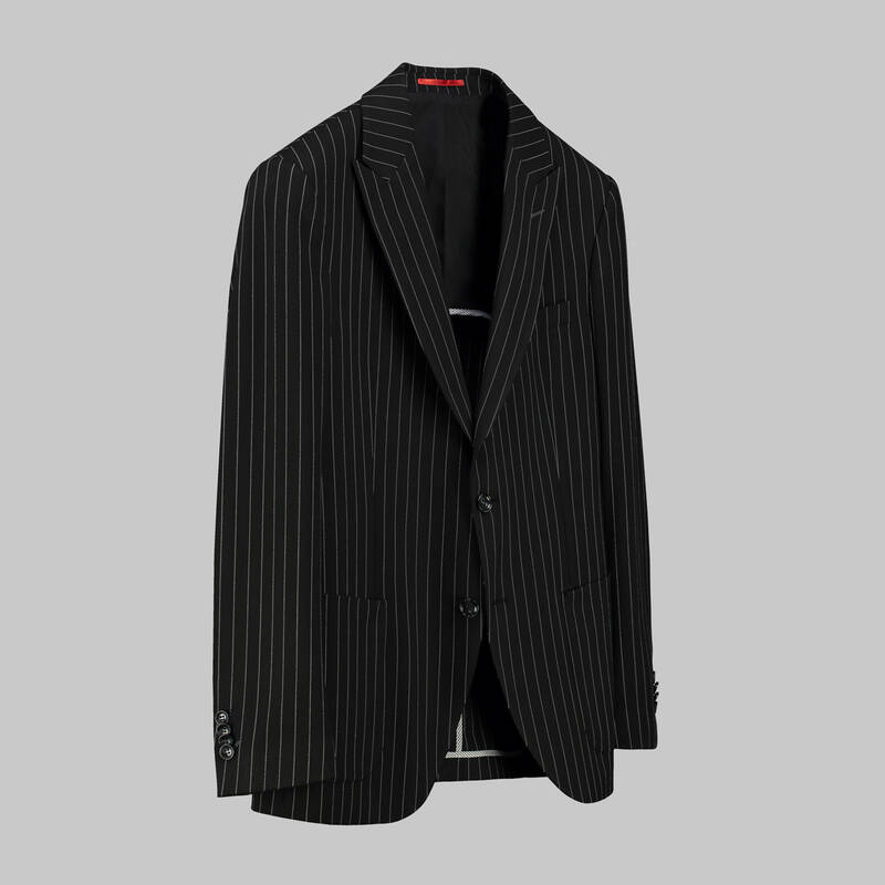 Amara Slim Fit Çizgili Siyah Ceket - 2