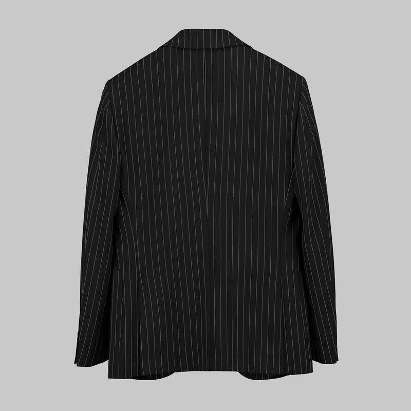 Amara Slim Fit Çizgili Siyah Ceket - 3