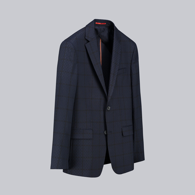 Amara Slim Fit Ekose Lacivert Ceket - INTERVIEW