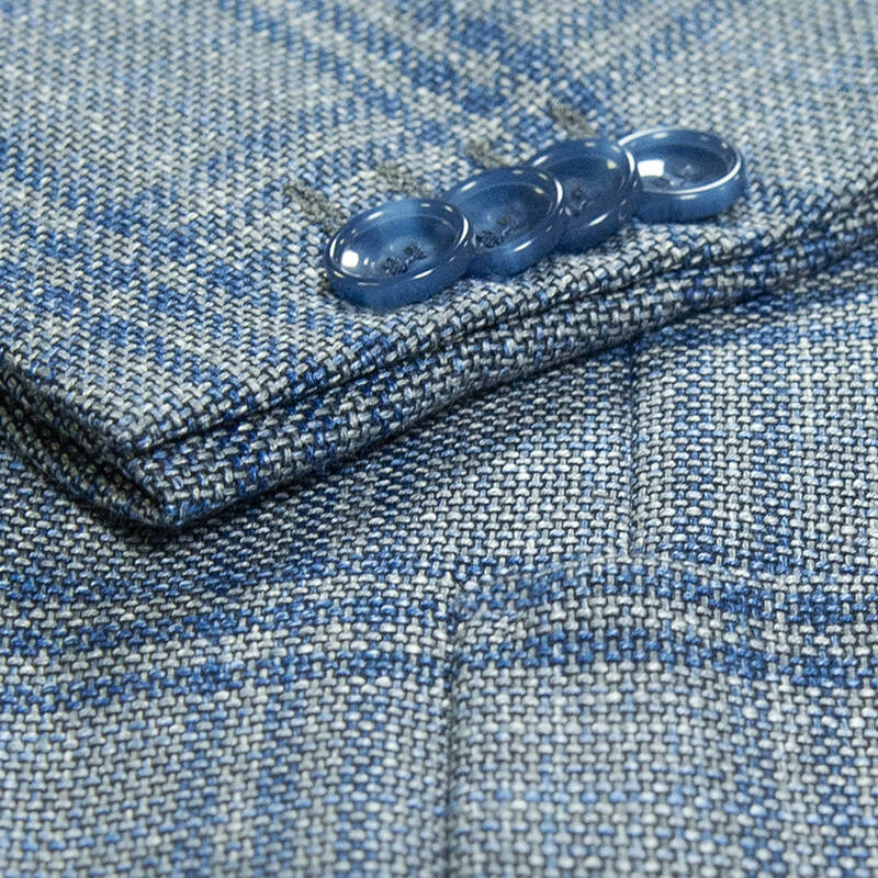 Amara Slim Fit Kareli Gri Ceket - 4