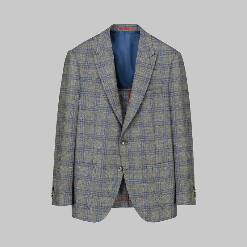 Amara Slim Fit Kareli Kahverengi Ceket - 1