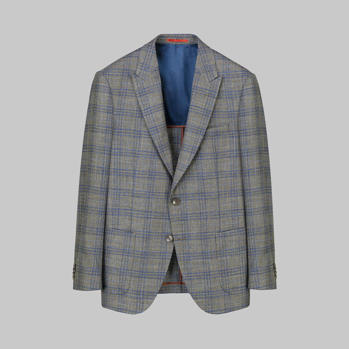 Amara Slim Fit Kareli Kahverengi Ceket