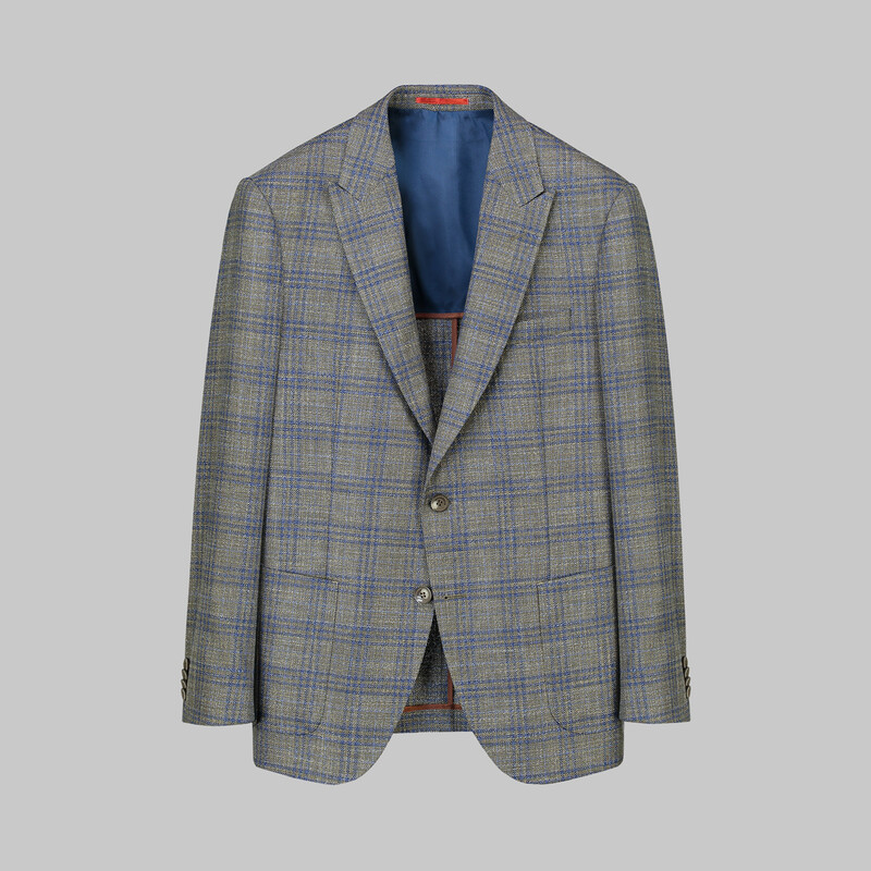 Amara Slim Fit Kareli Kahverengi Ceket 