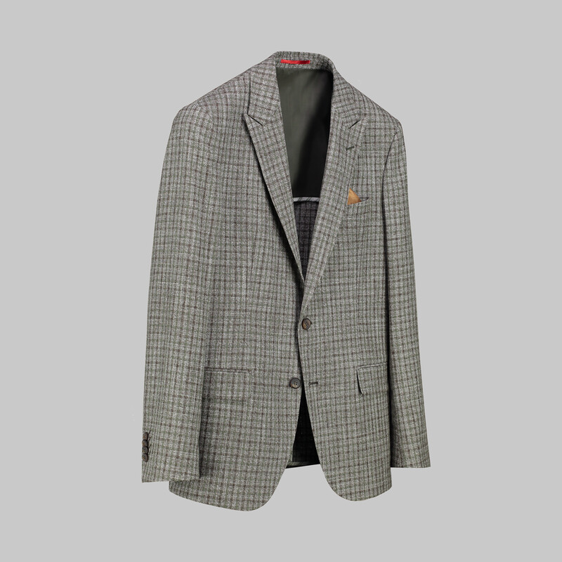 Amara Kareli Slim Fit Kahverengi Ceket - INTERVIEW