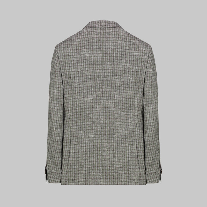 Amara Kareli Slim Fit Kahverengi Ceket - 3