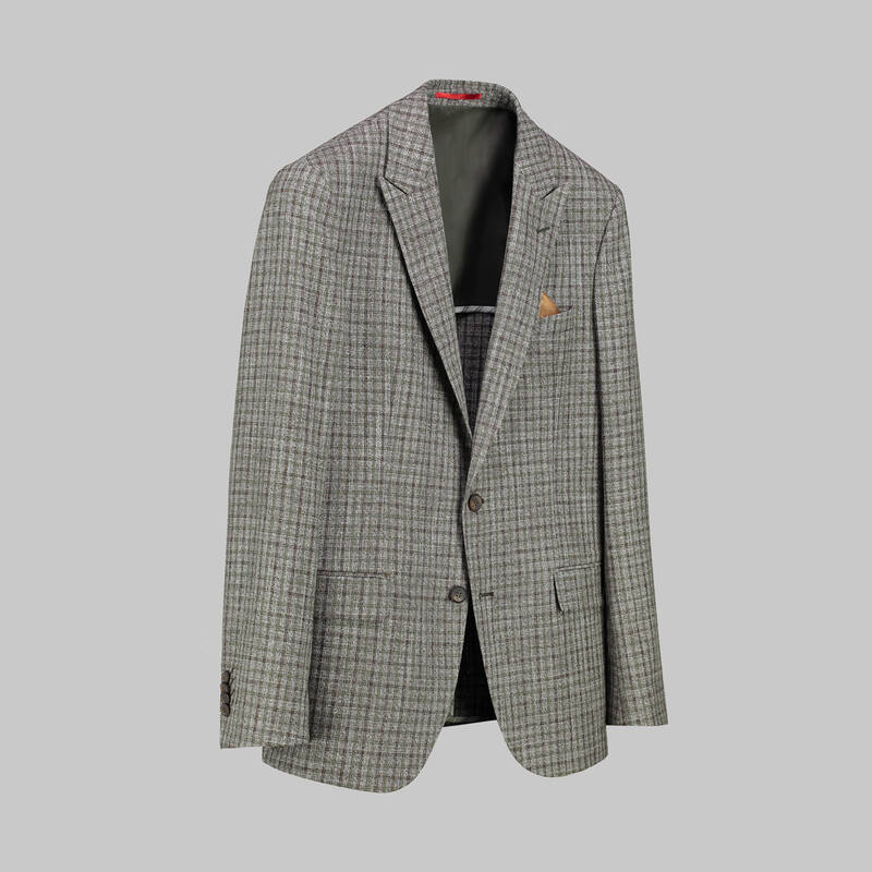 Amara Kareli Slim Fit Kahverengi Ceket - 2