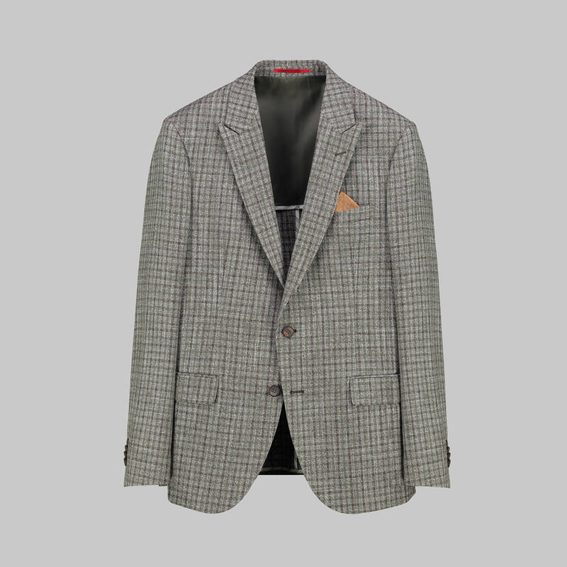Amara Kareli Slim Fit Kahverengi Ceket - 1