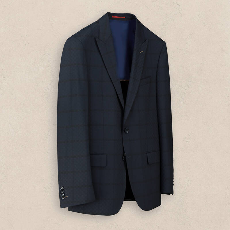 Amara Slim Fit Kareli Koyu Lacivert Ceket - 2